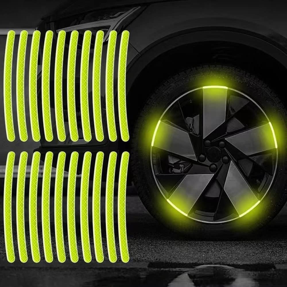 Car Bike Tyre & Body Reflective Stickers (18 stripes of Yellow Colour)