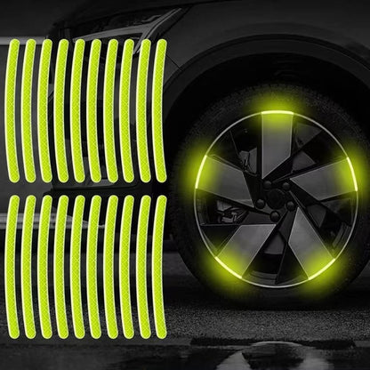 Car Bike Tyre & Body Reflective Stickers (18 stripes of Yellow Colour)
