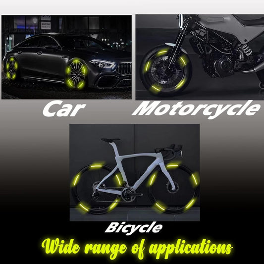 Car Bike Tyre & Body Reflective Stickers (18 stripes of Yellow Colour)